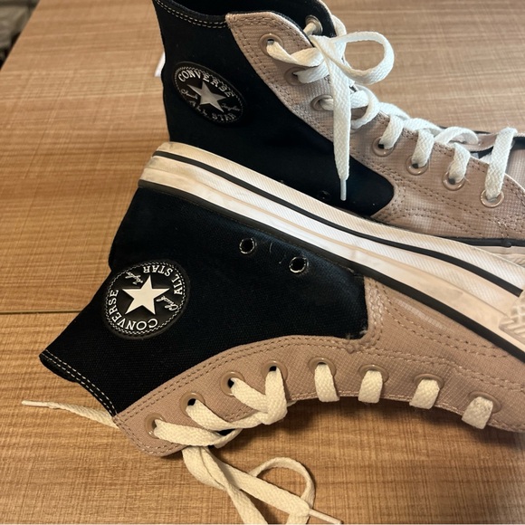 Converse High-Tops in Black and Cream - Picture 3 of 7